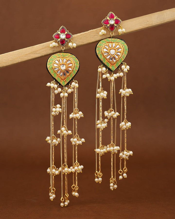 Rangrez Pearl Cascade Kundan Danglers