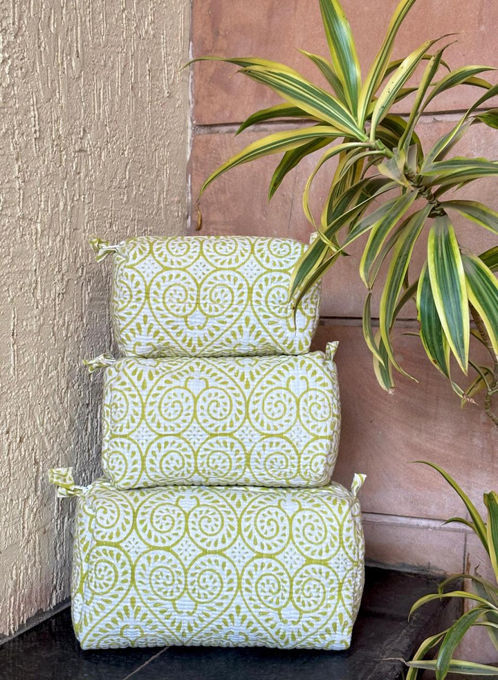 Hand Block Quilted Pouch Set