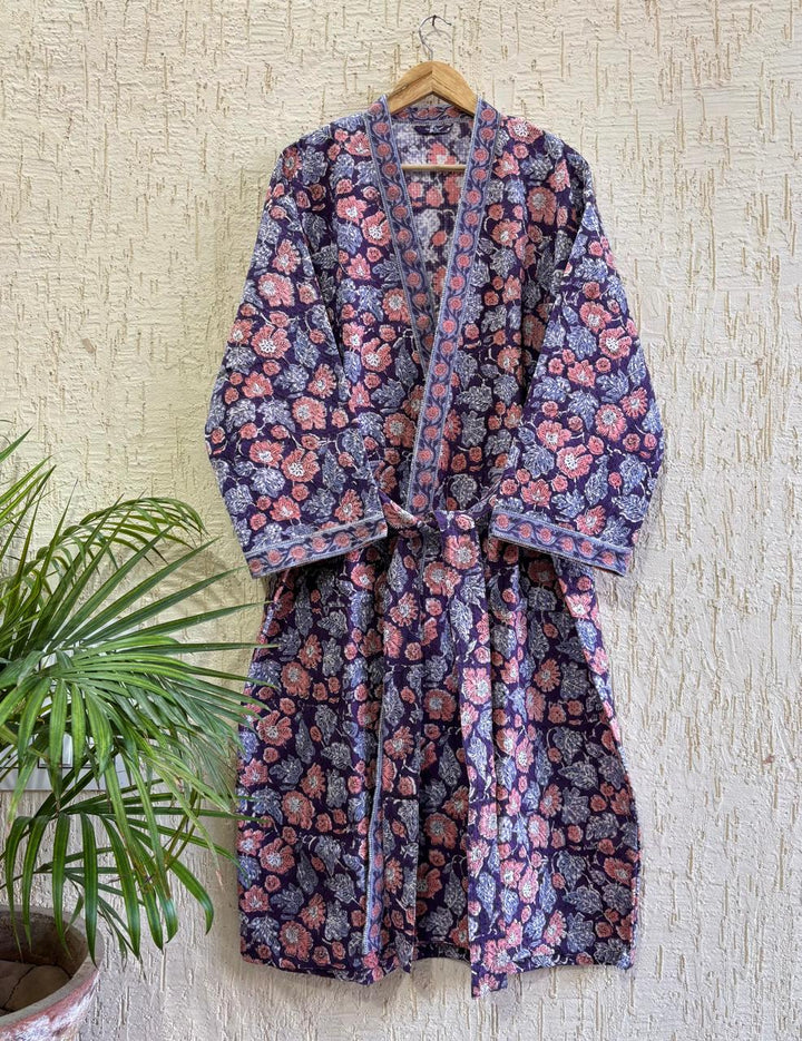 RajNisha Bloom – Hand Block Printed Premium Bathrobe