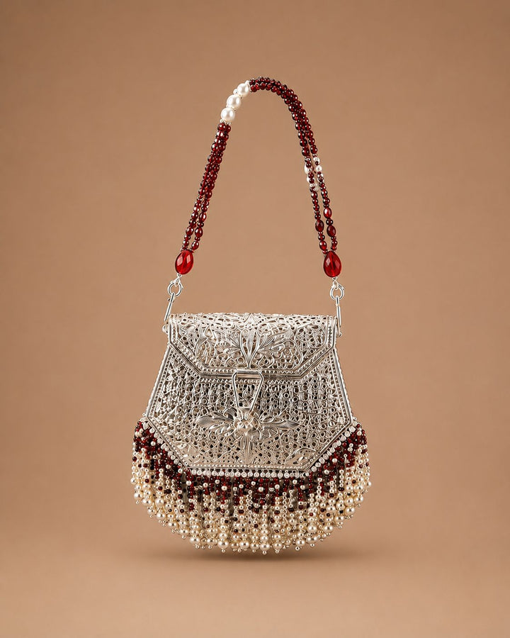 Noor-e-Maharani Silver Filigree Potli Bag