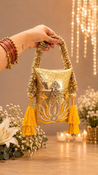 Nazraana Brass Bag – Phulkari Resham
