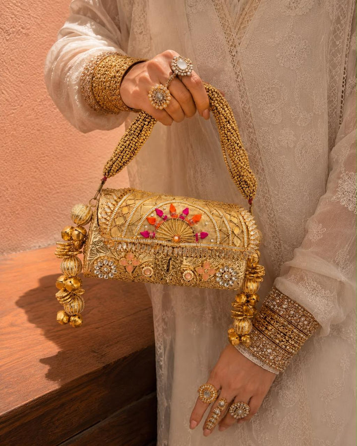 Nazraana Brass Bag – Bridal Metal Collection