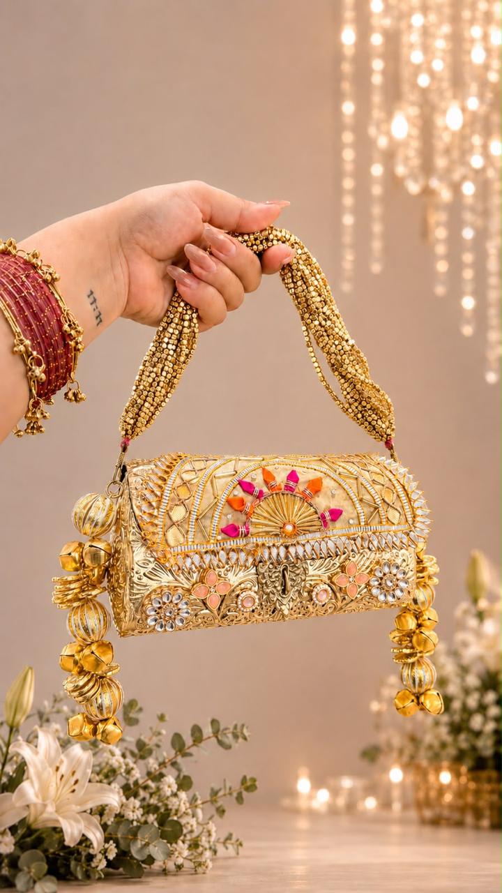 Nazraana Brass Bag – Bridal Metal Collection