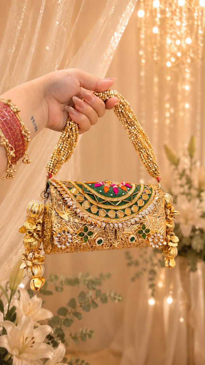 Nazraana Brass Bag – Bridal Metal Collection