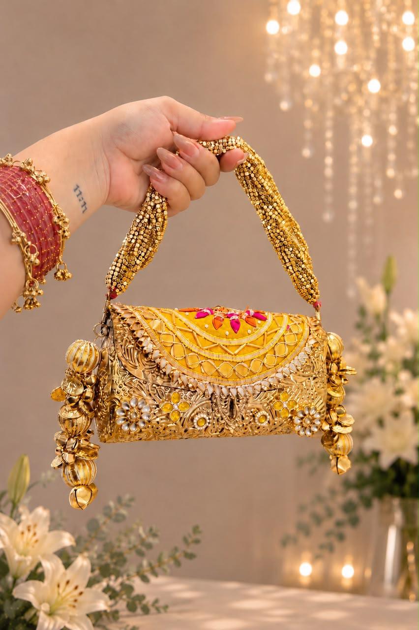 Nazraana Brass Bag – Bridal Metal Collection