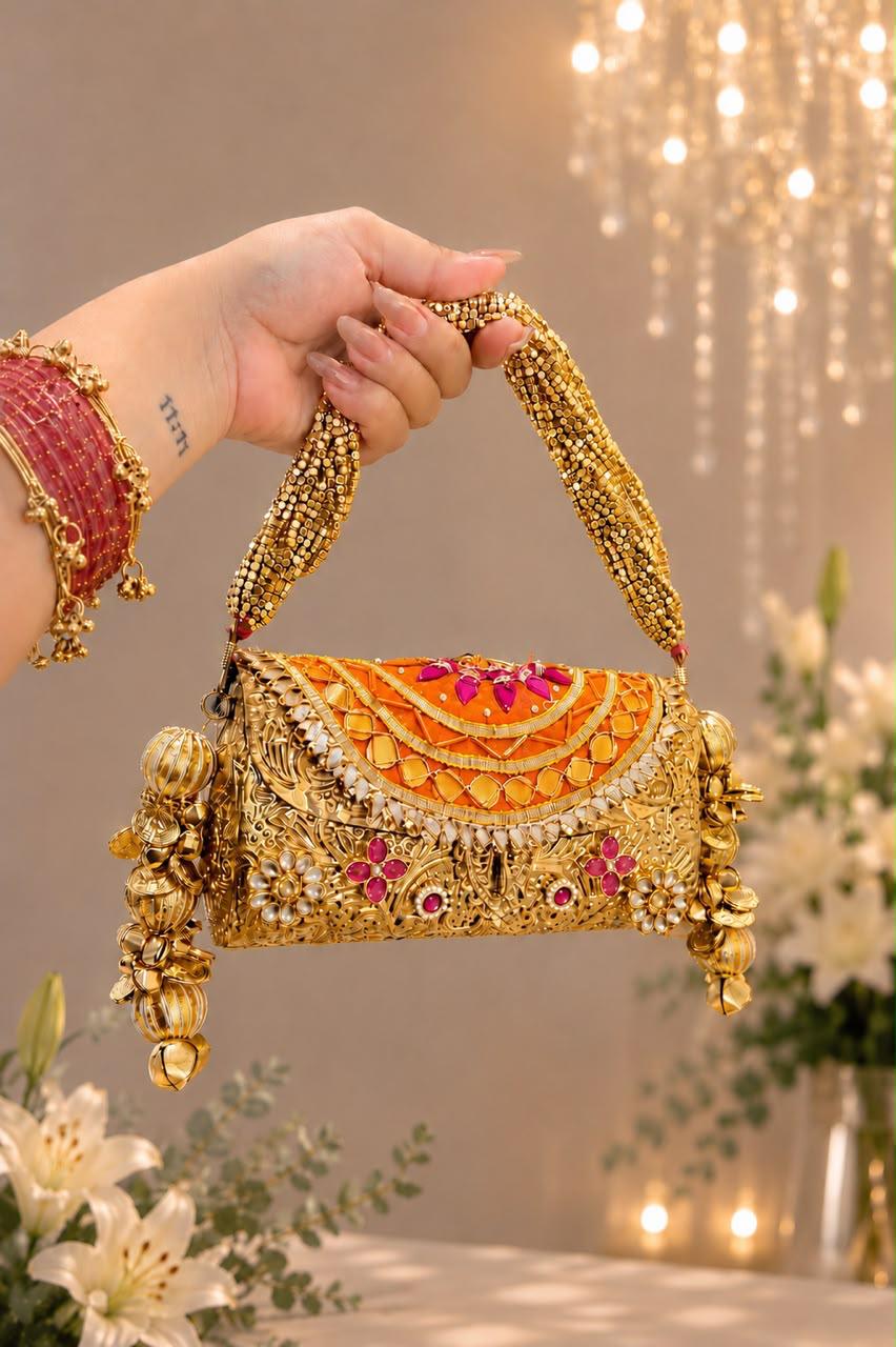 Nazraana Brass Bag – Bridal Metal Collection