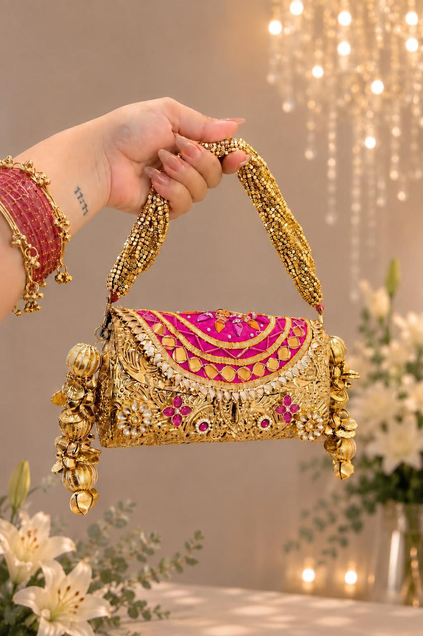Nazraana Brass Bag – Bridal Metal Collection