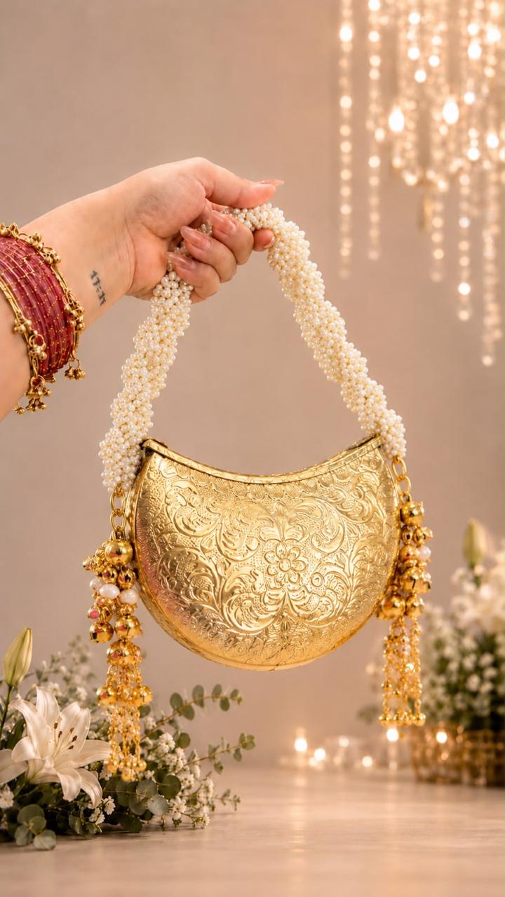 Nazraana Brass Bag – Crescent Moon