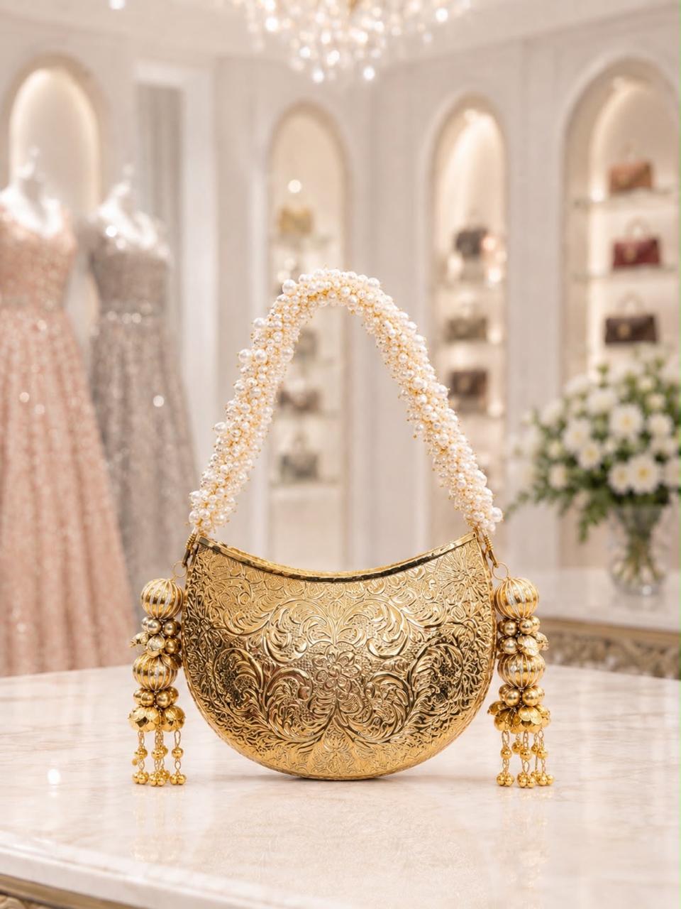 Nazraana Brass Bag – Crescent Moon