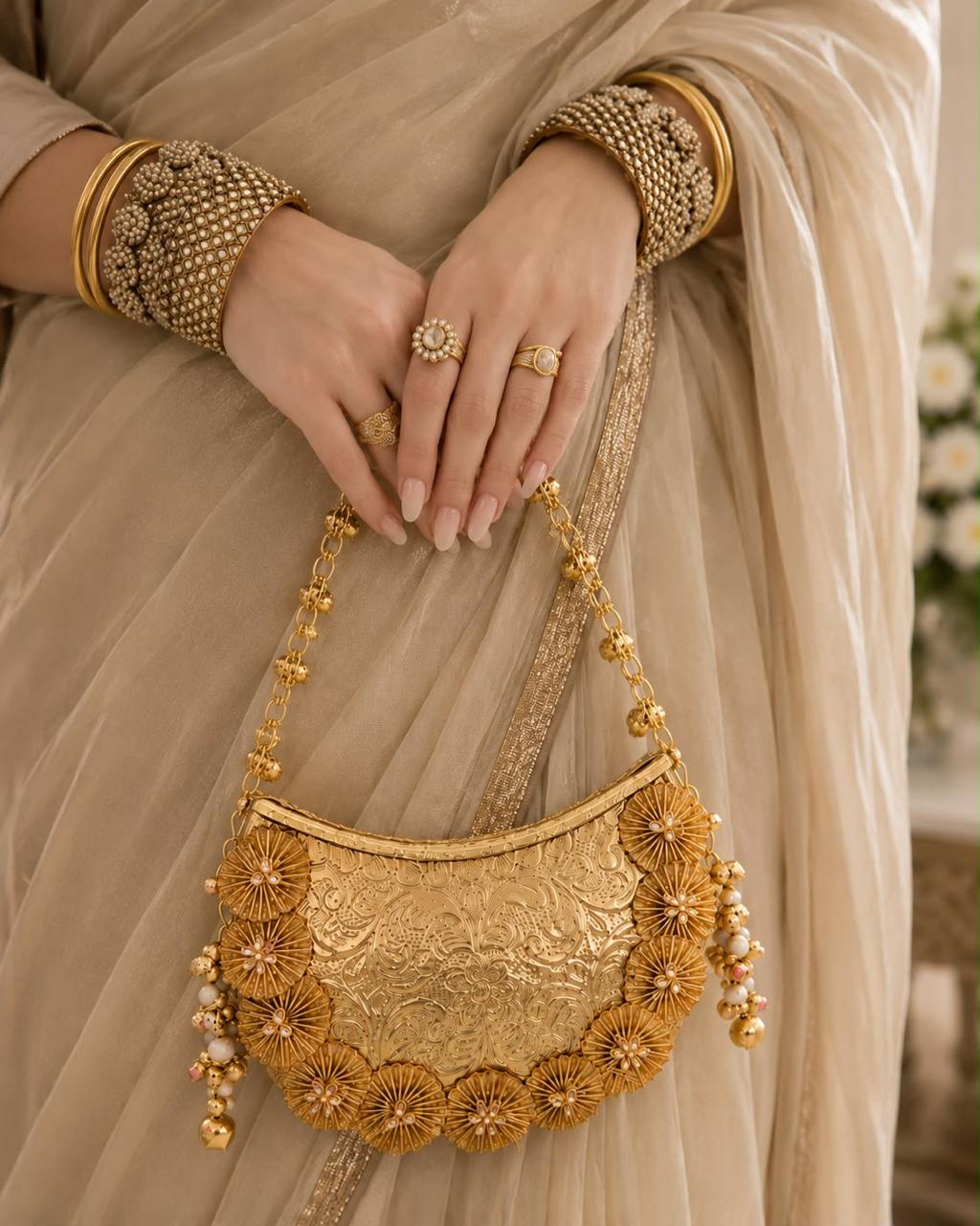 Nazraana Brass Bag – Crescent Moon