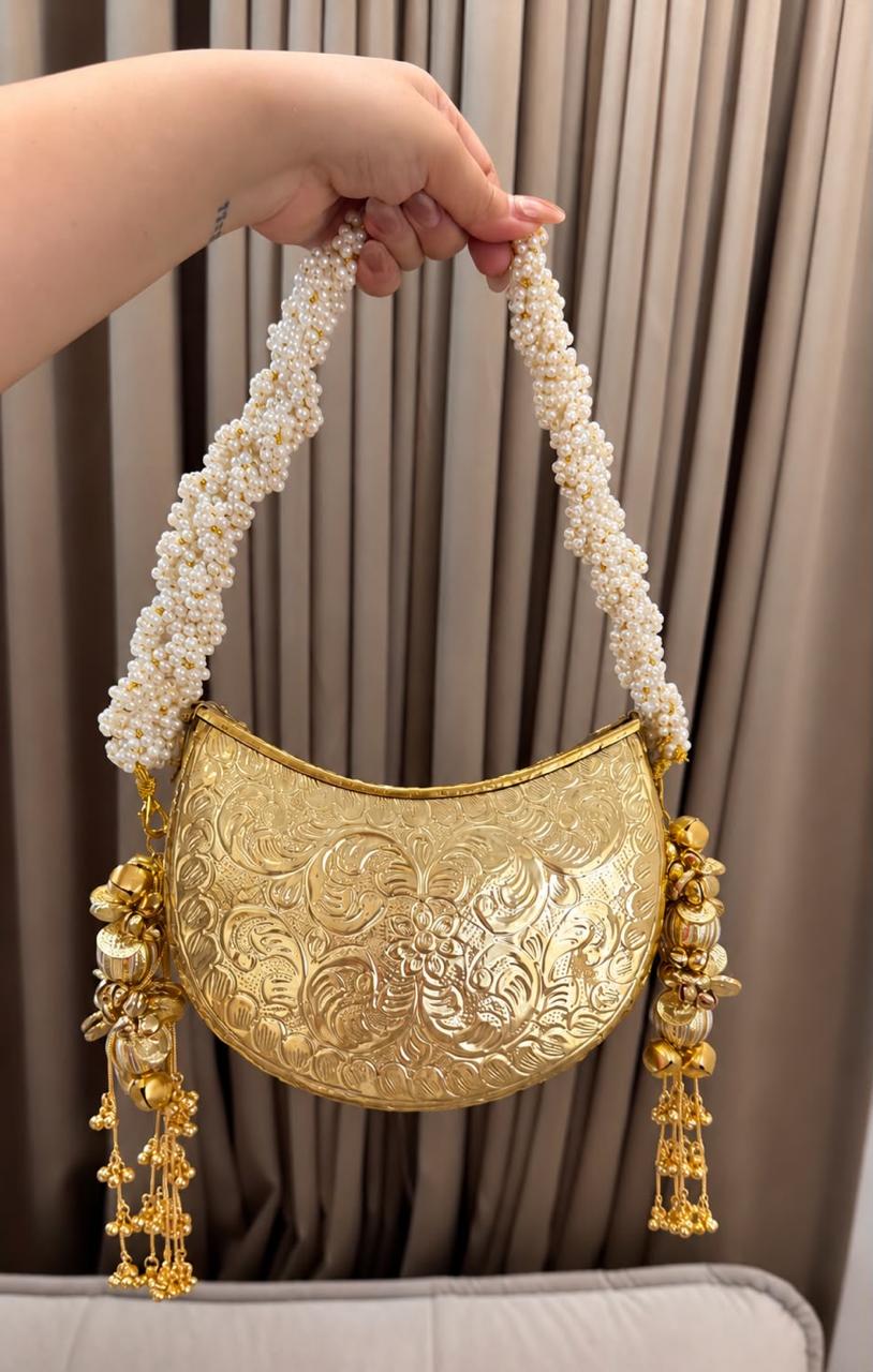 Nazraana Brass Bag – Crescent Moon