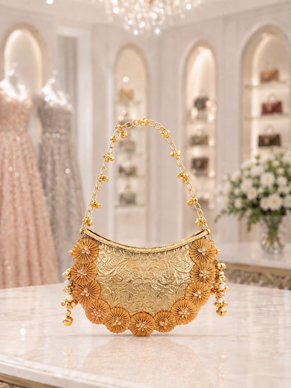 Nazraana Brass Bag – Crescent Moon