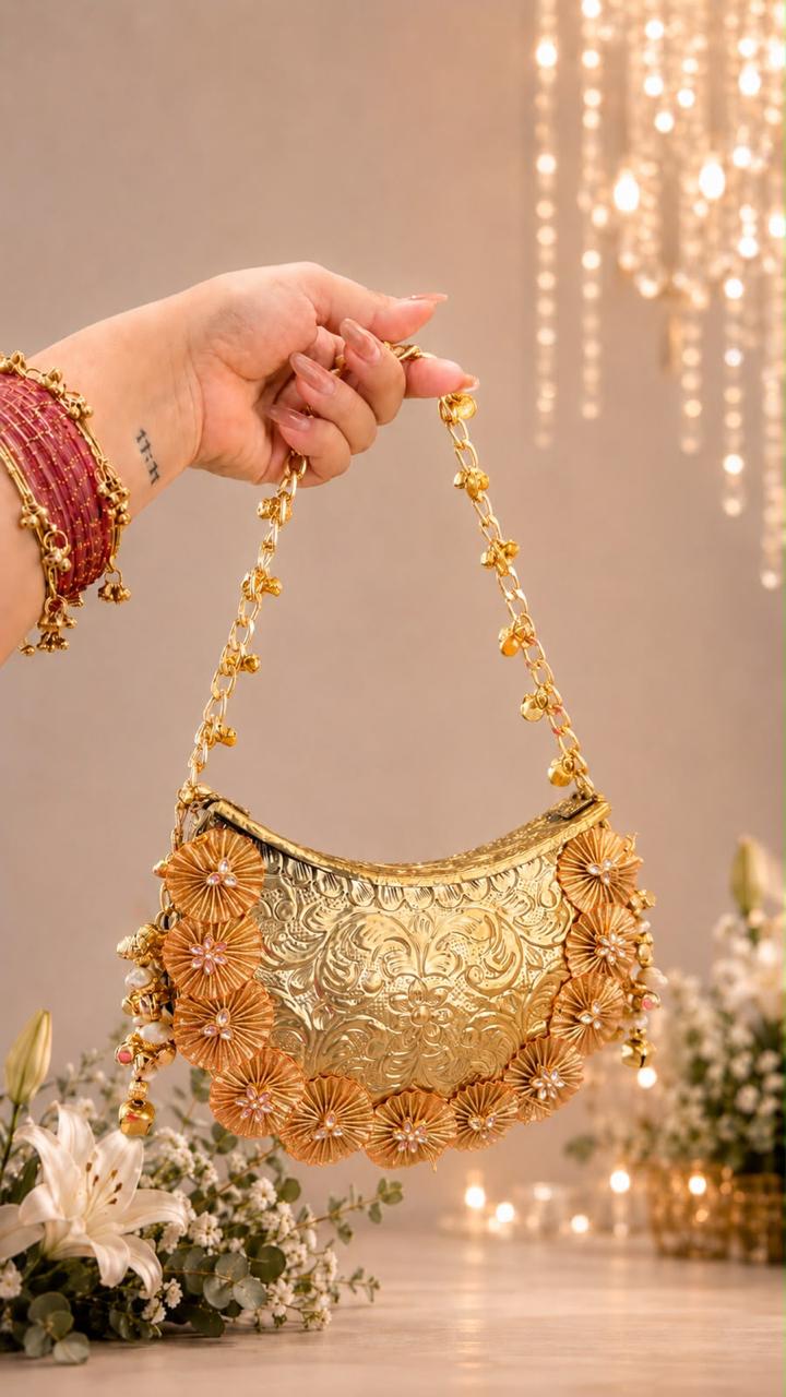 Nazraana Brass Bag – Crescent Moon