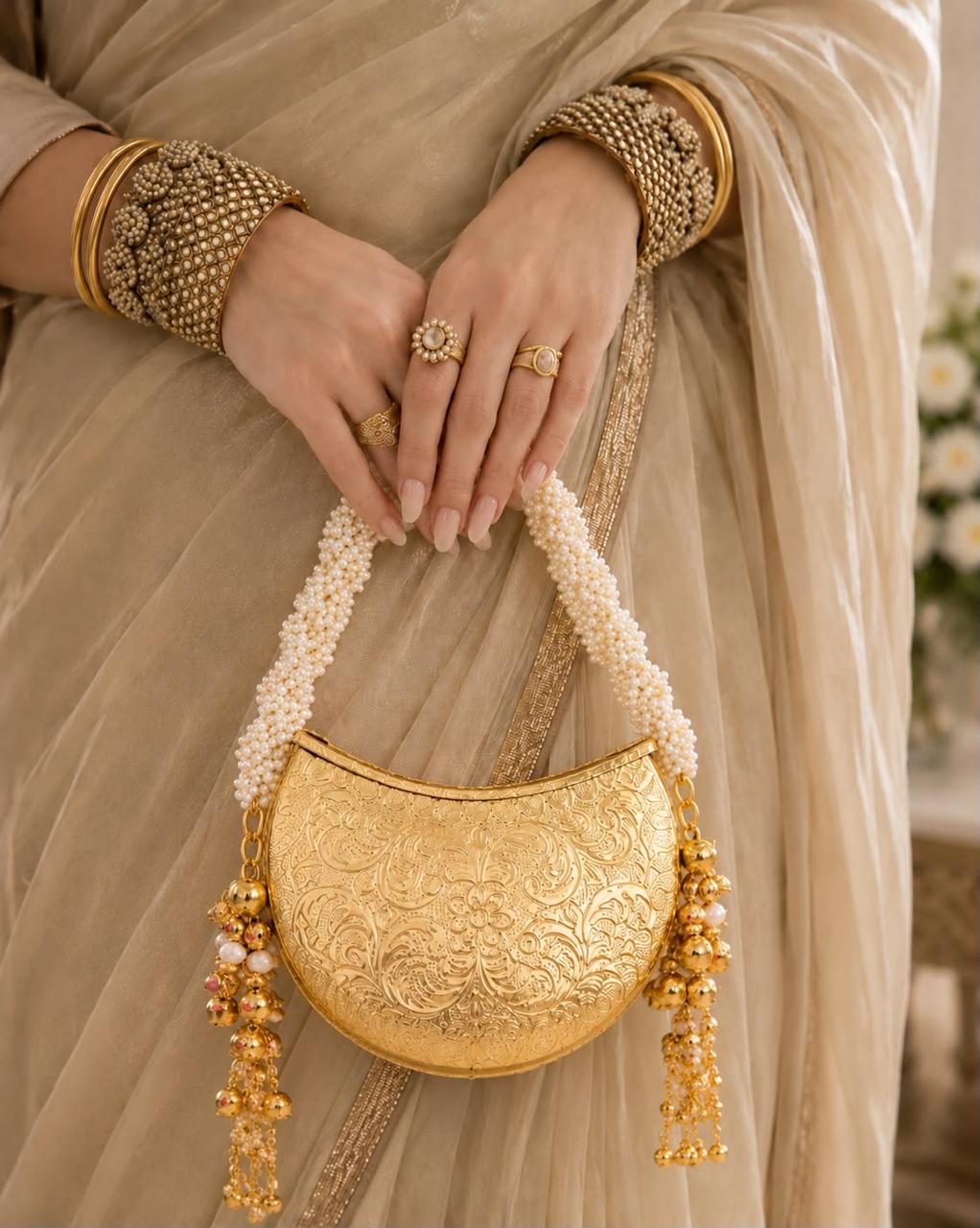 Nazraana Brass Bag – Crescent Moon