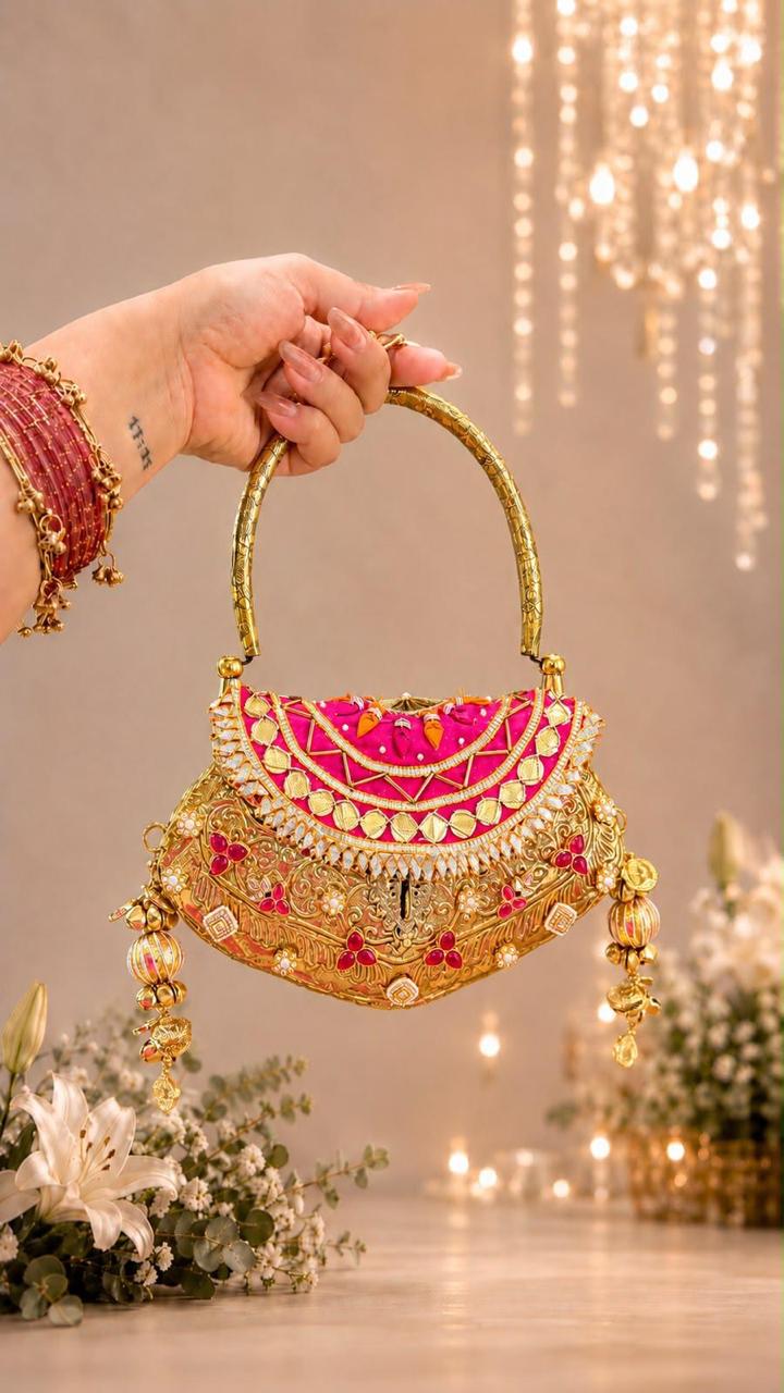 Nazraana Brass Bag – Gulaabi Edition