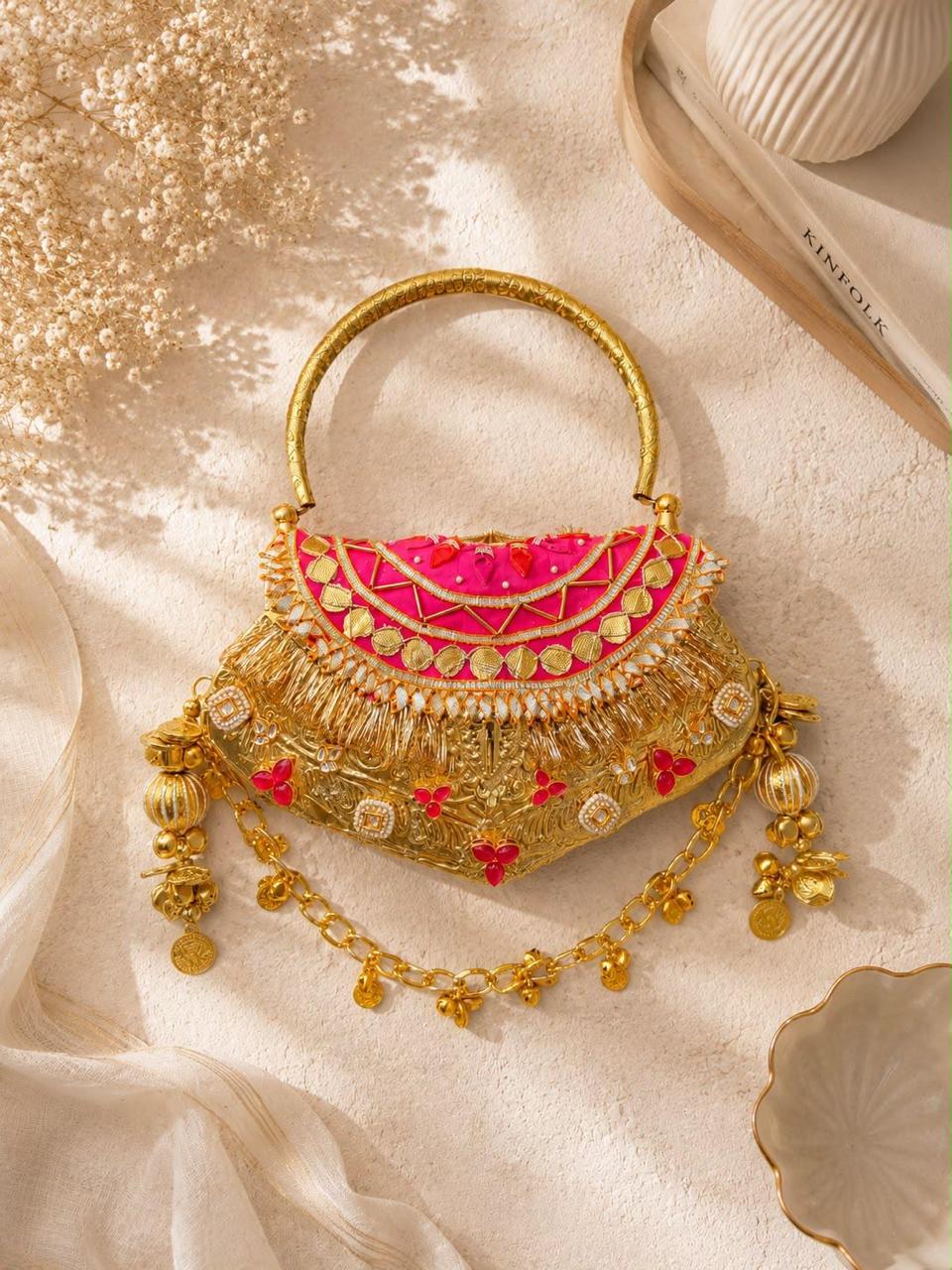 Nazraana Brass Bag – Gulaabi Edition