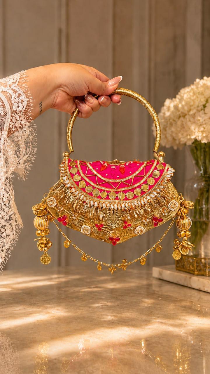 Nazraana Brass Bag – Gulaabi Edition