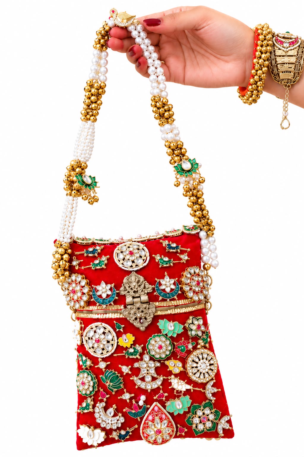 Rajwada Royale Red Potli Clutch