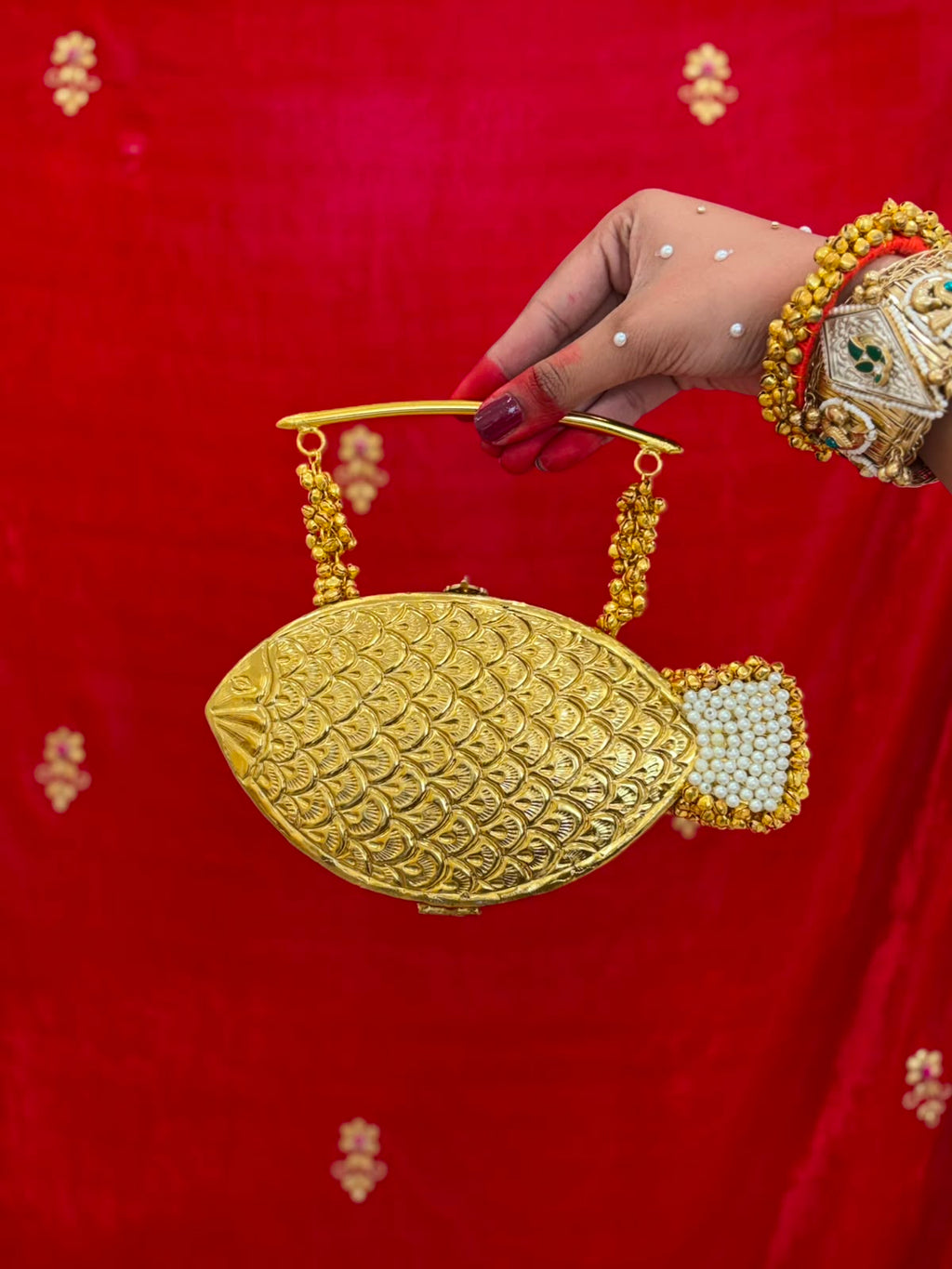 Pearl Machali – Exclusive Bridal Brass Clutch