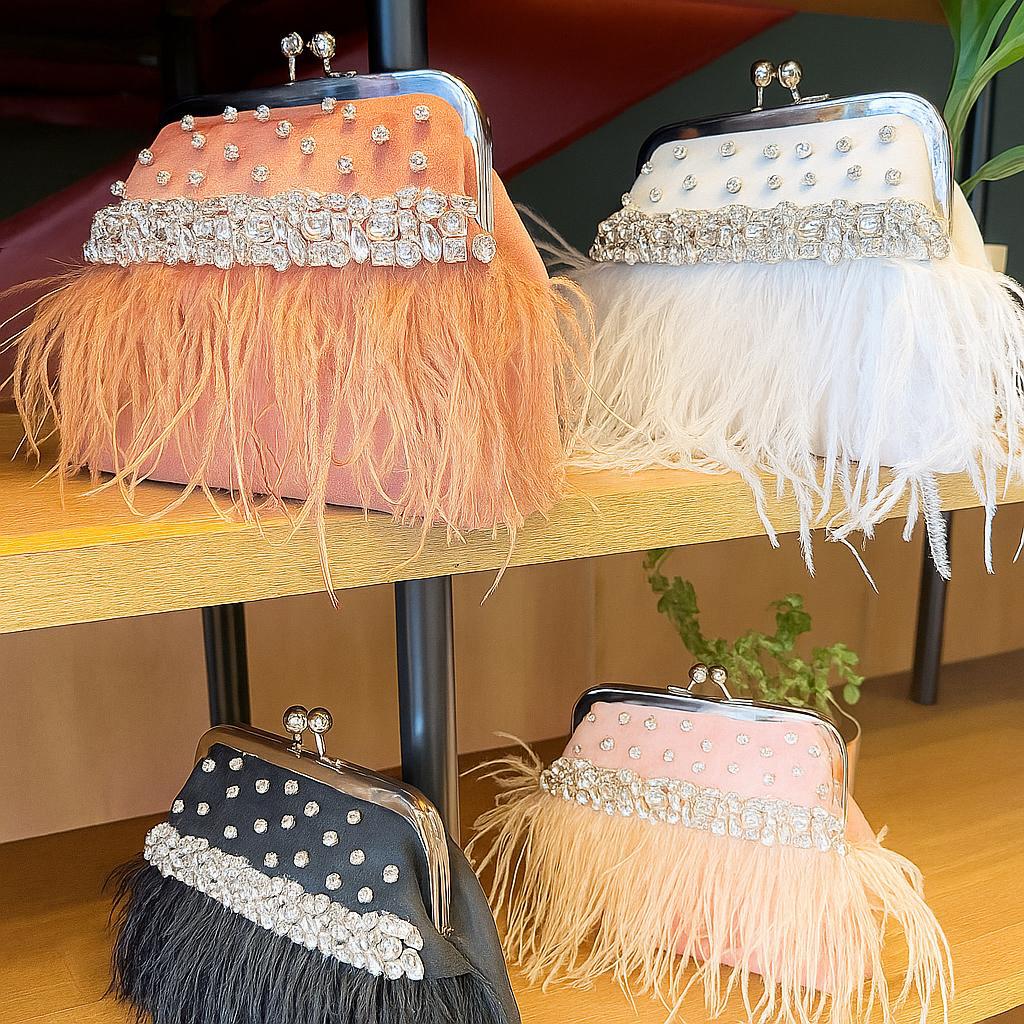 Feather Luxe Silk Clutch