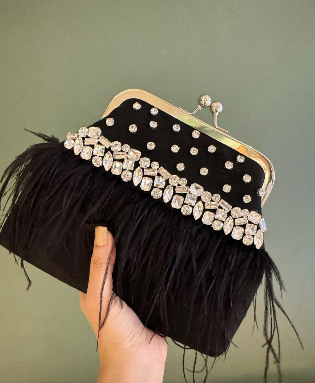 Feather Luxe Silk Clutch