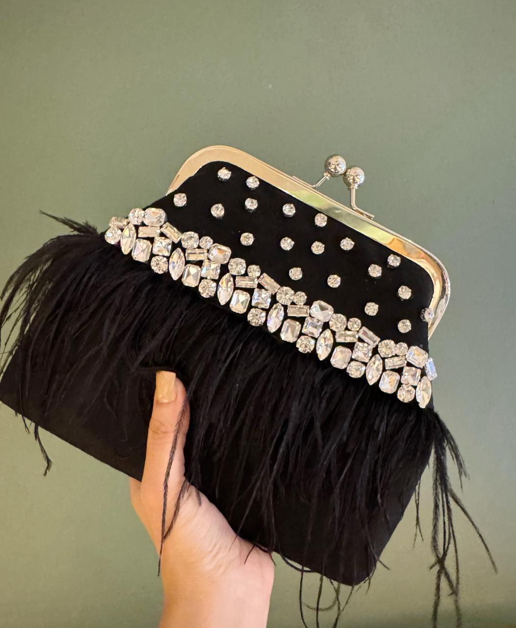 Feather Luxe Silk Clutch