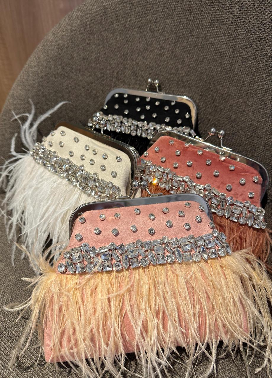 Feather Luxe Silk Clutch