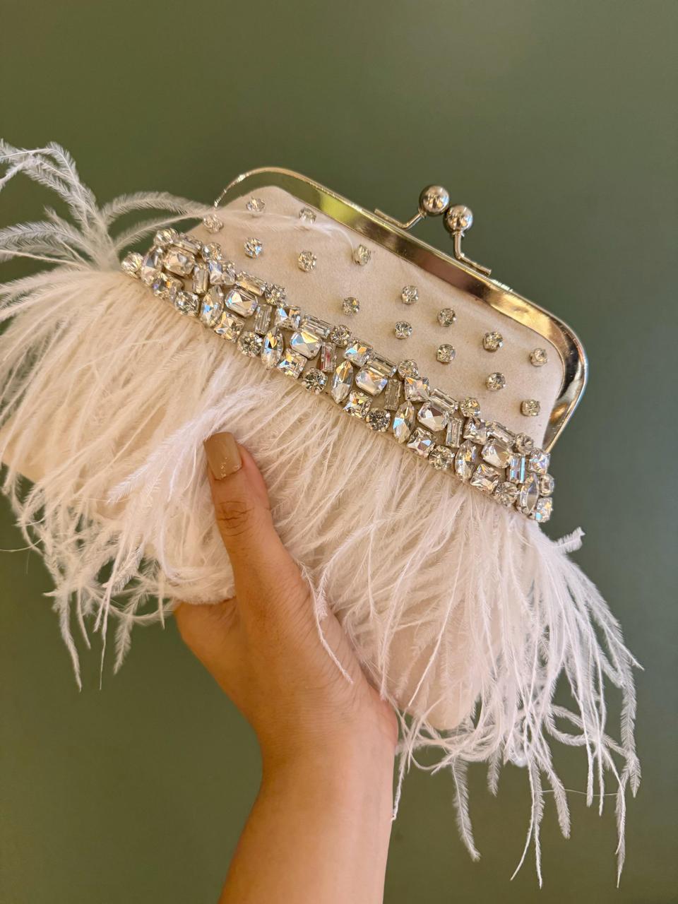 Feather Luxe Silk Clutch