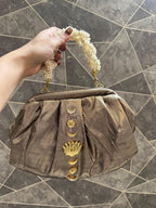 Silver Metallic Lotus Potli – Handcrafted Elegance
