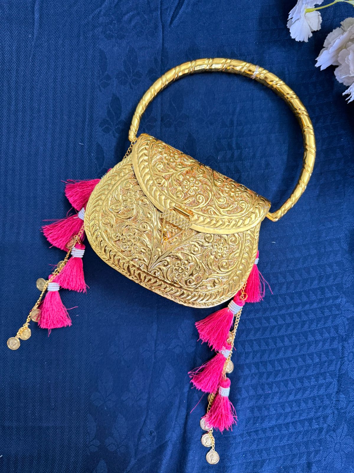 Regal Gold-Plated Tassel Handbag