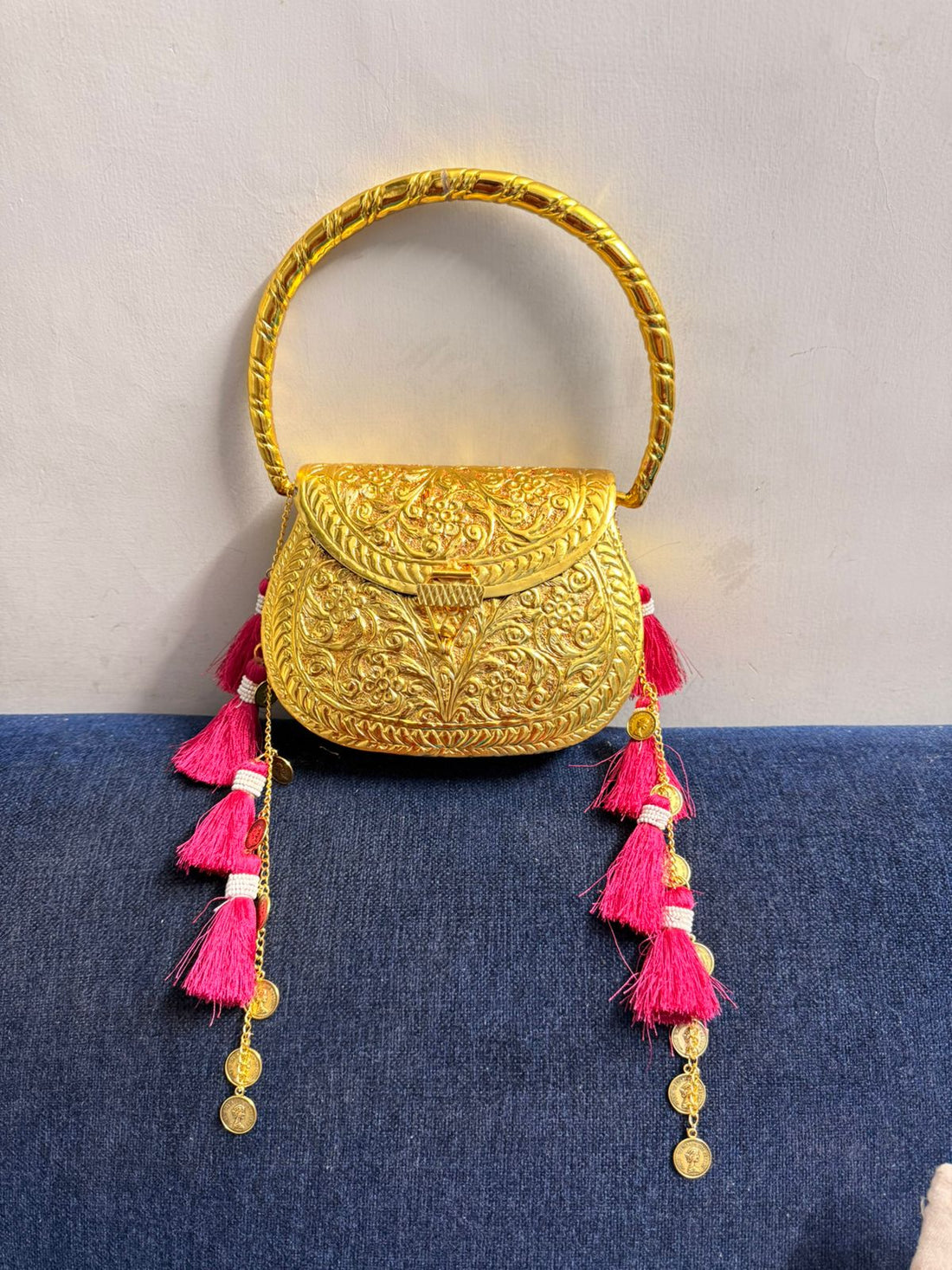 Regal Gold-Plated Tassel Handbag