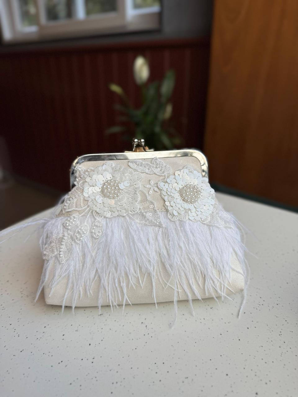 Feather Luxe Silk Clutch