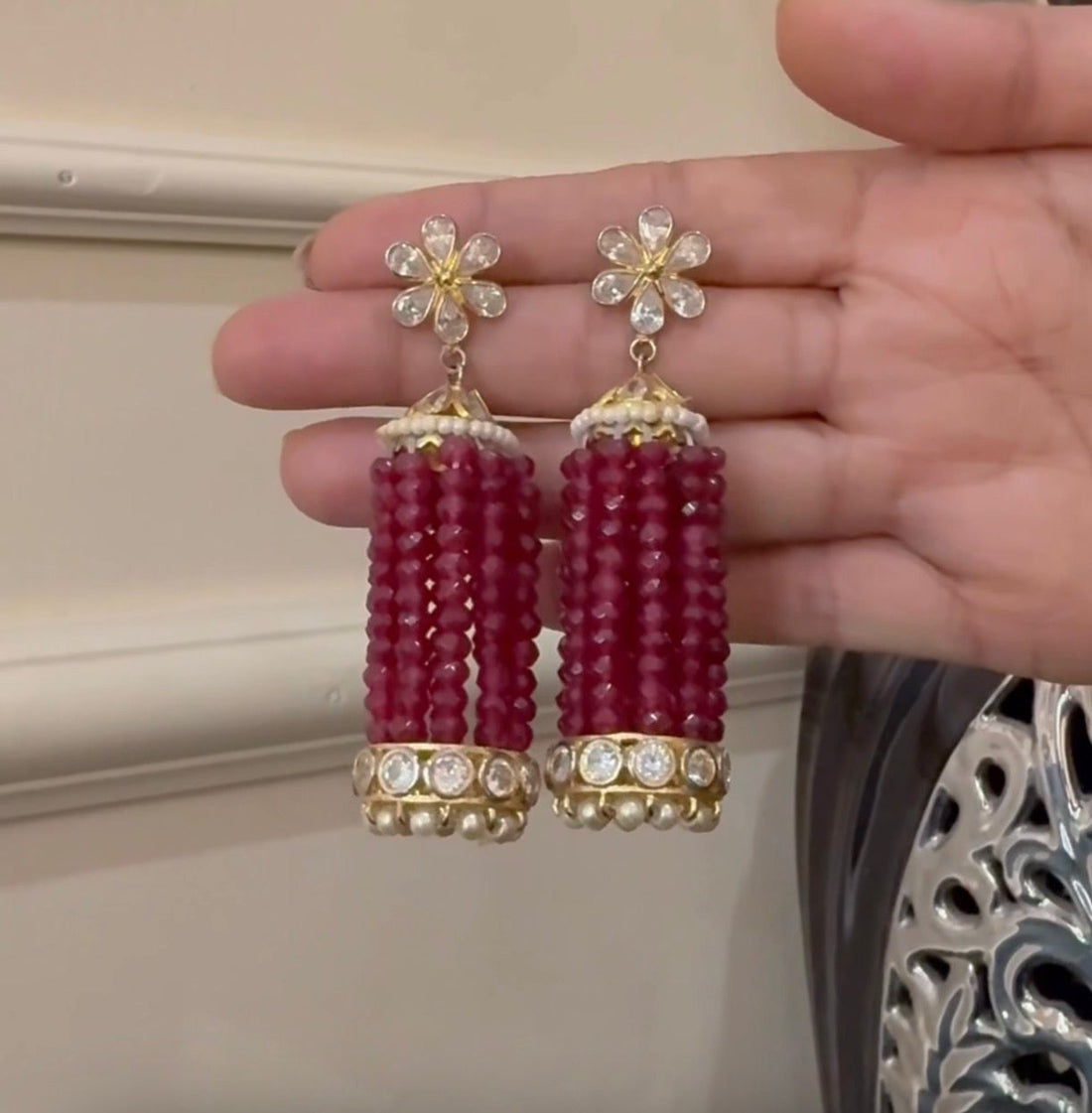 Gulnaar Ruby Tassel Earrings