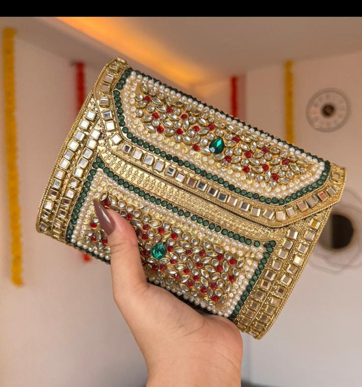 Meher Pearl Kundan Clutch