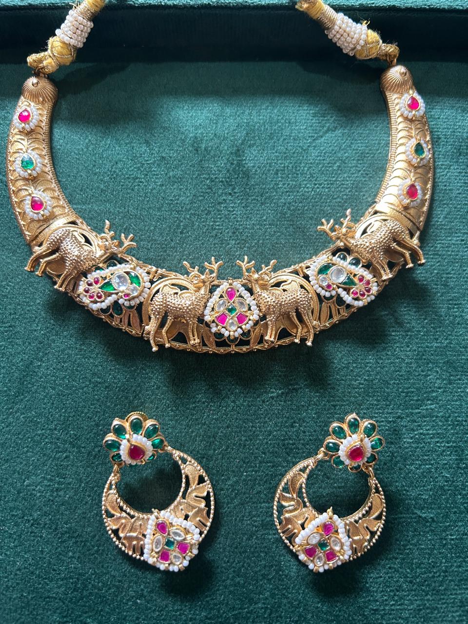 Rajsi Mrig Viraasat Temple Necklace Set