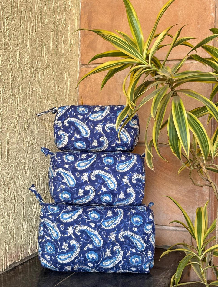 Hand Block Quilted Pouch Set